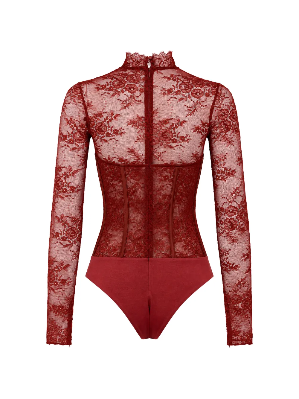 Retrofete Valentina body met kanten vlakken Rood