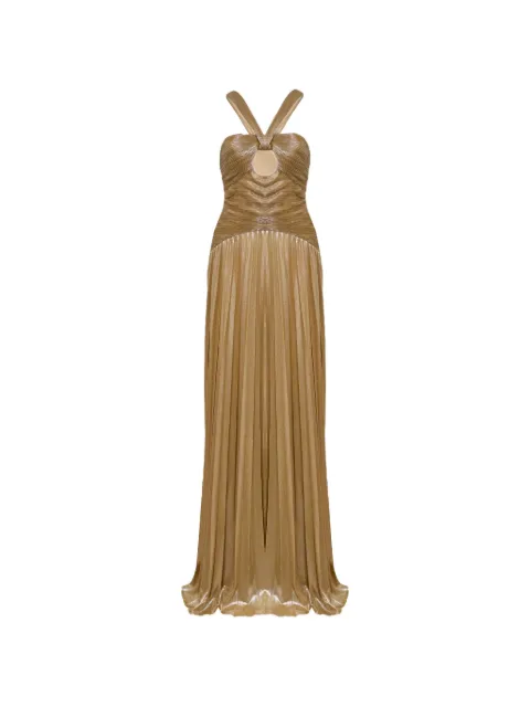 Retrofete Solace pleated metallic maxi dress