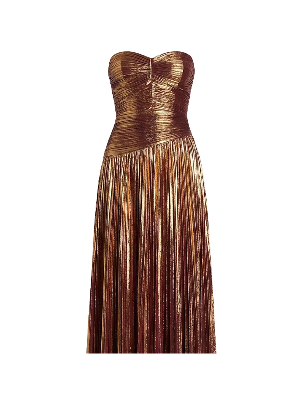 Retrofete Saba geplooide metallic maxi-jurk Goud
