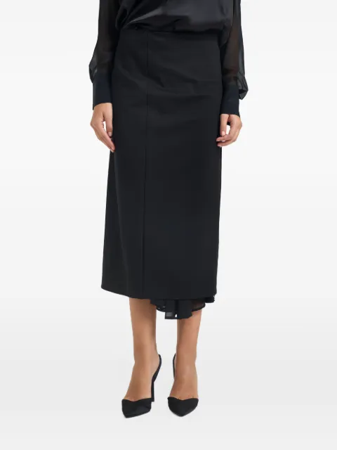 Semicouture layered-hem zip-detail midi skirt