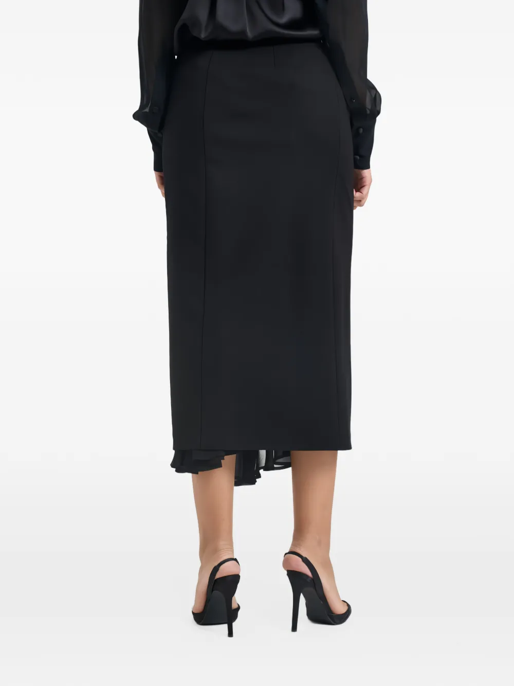 Semicouture layered-hem zip-detail midi skirt Zwart