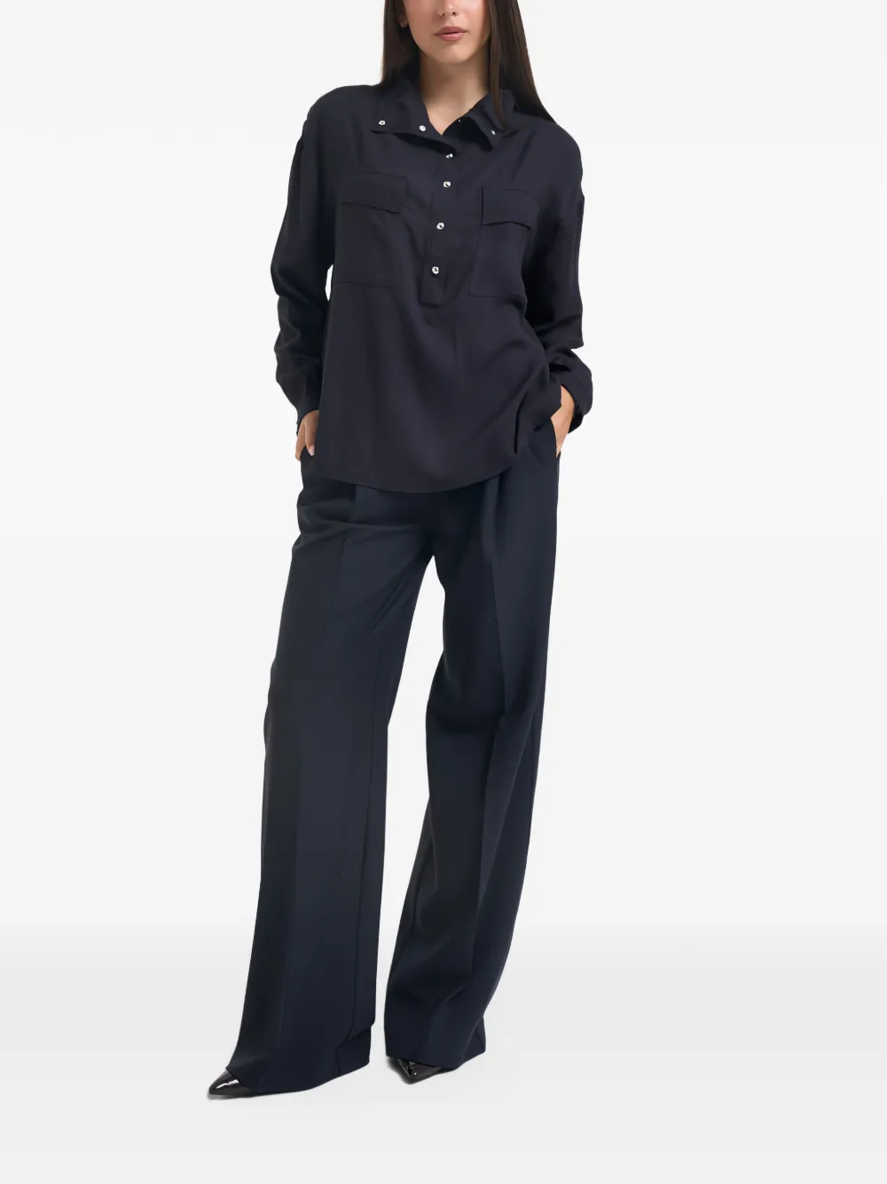 PINKO Blouse met zakken en knopen Blauw