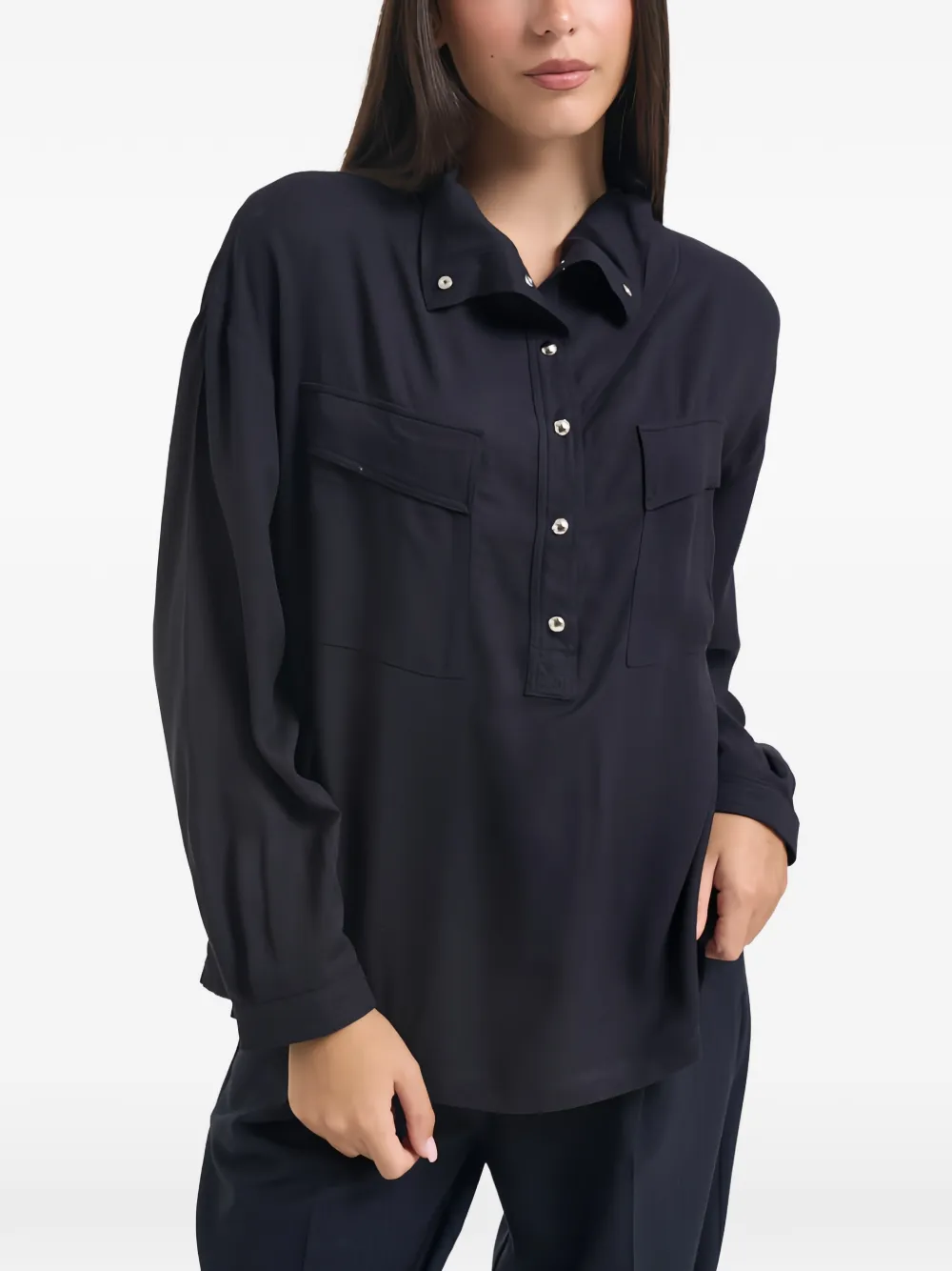 PINKO Blouse met zakken en knopen Blauw