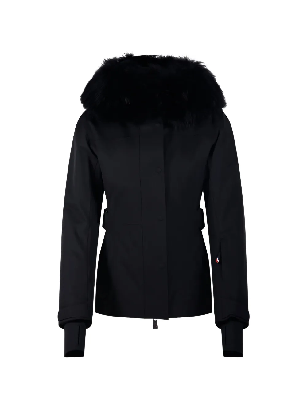 Moncler faux-fur trim belted jacket