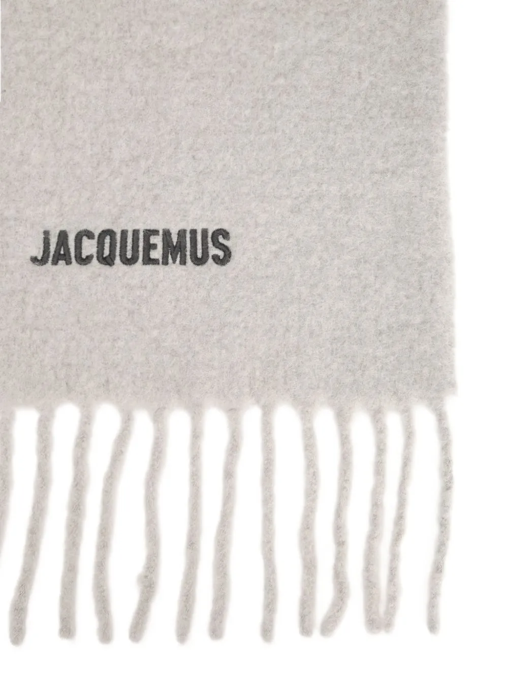 Jacquemus The Moisson sjaal met geborduurd logo en franje Grijs