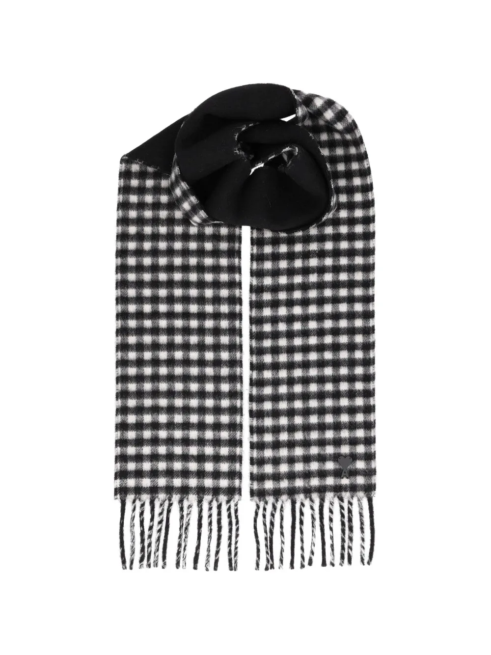 AMI Paris Ami de Coeur gingham scarf - Schwarz