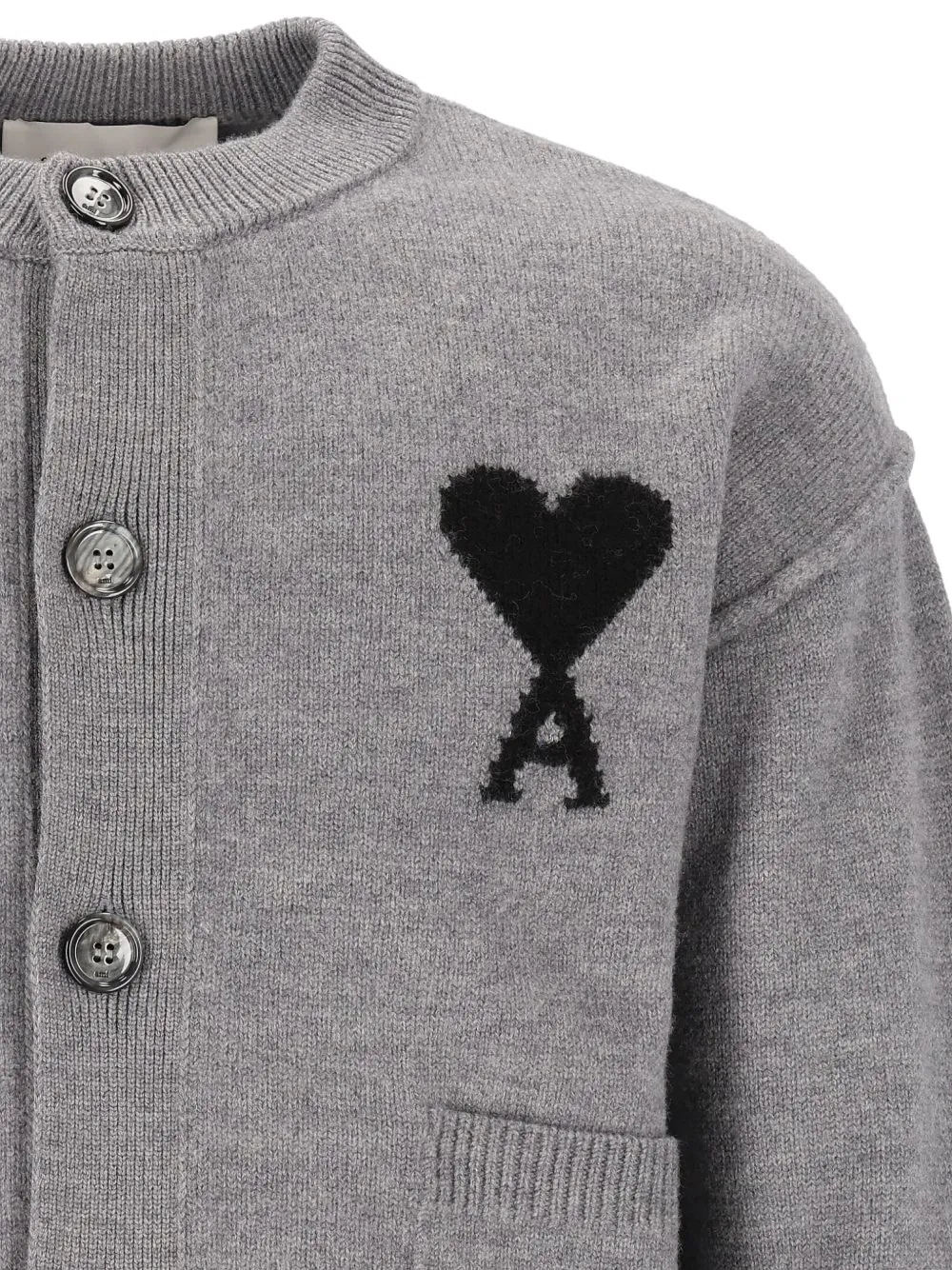 AMI Paris Ami de Coeur vest met ronde hals Grijs