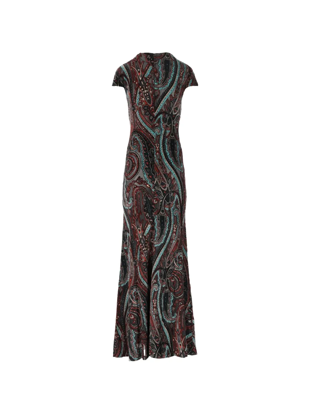 ETRO Paisley-print short-sleeve maxi dress - Noir