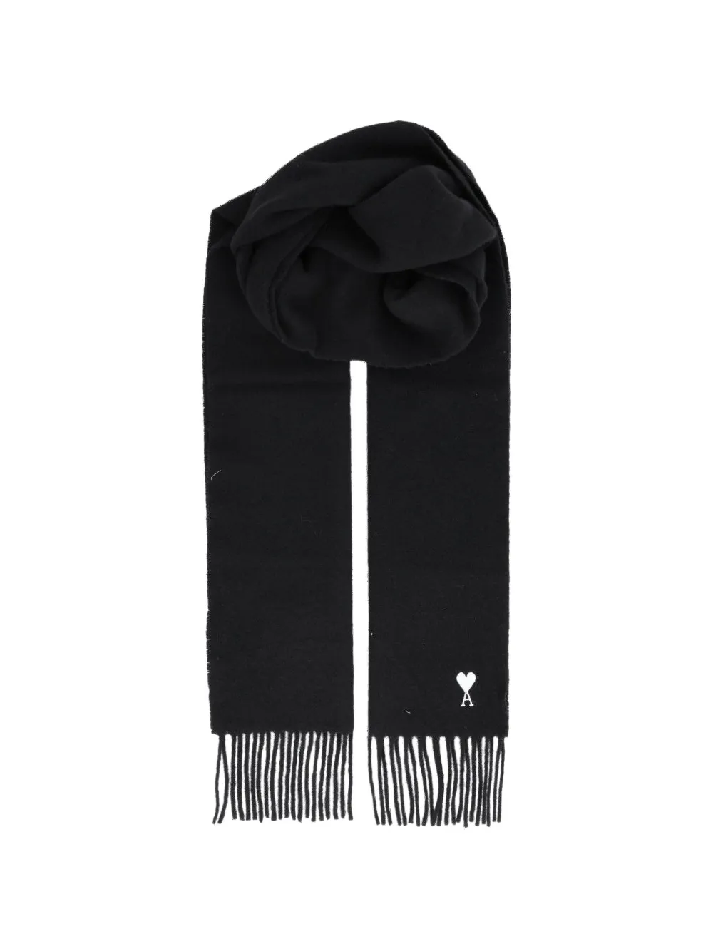 AMI Paris black wool scarf with Ami de Coeur - Schwarz