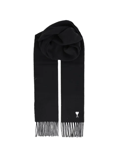 AMI Paris black wool scarf with Ami de Coeur