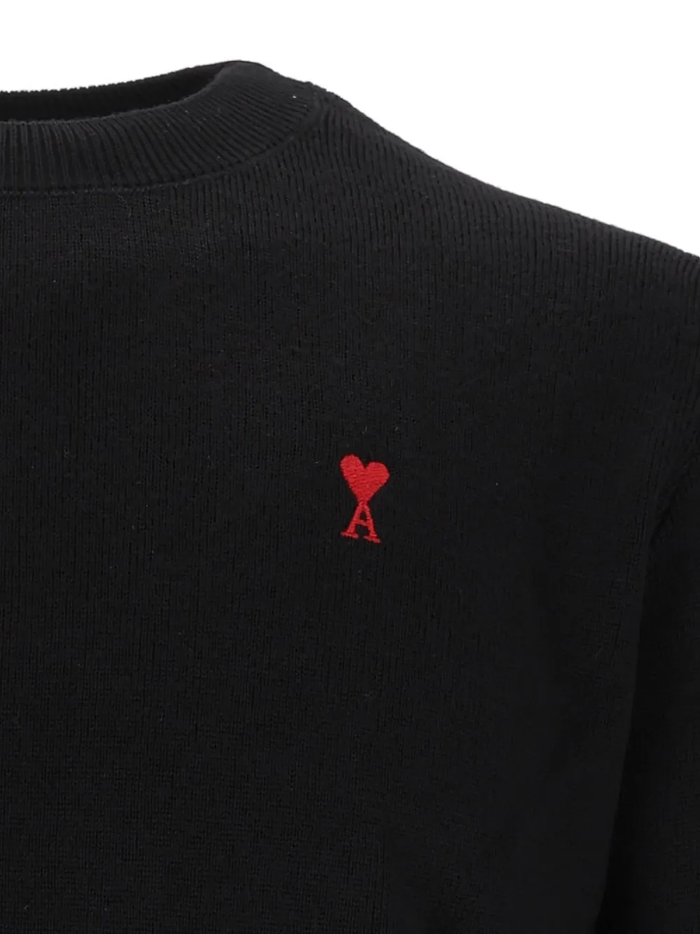 AMI Paris Wollen trui met ronde hals en Ami de Coeur Zwart