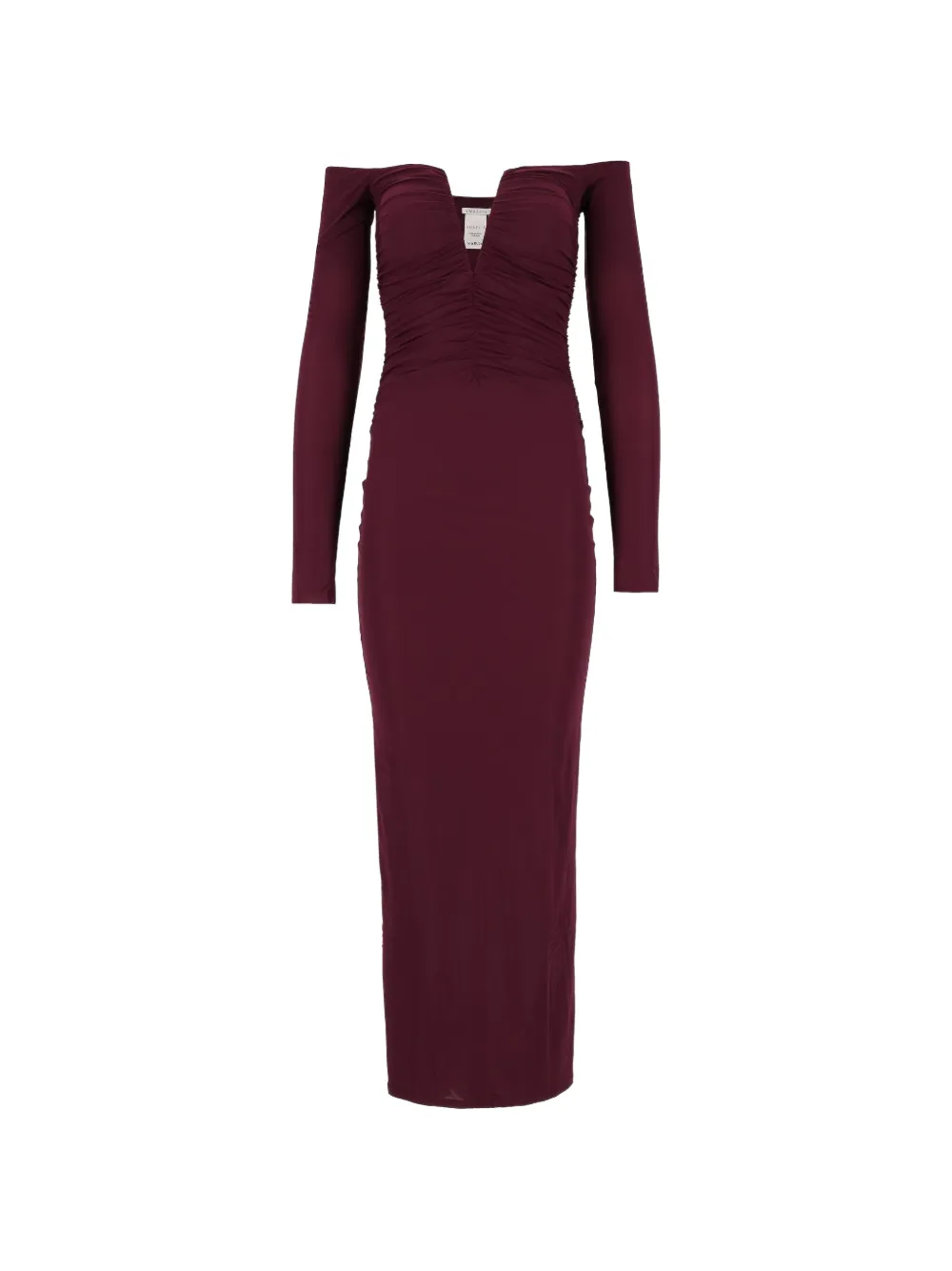 Amazuìn Noemi off-shoulder draped midi dress Rood