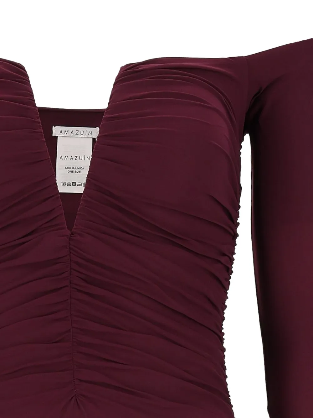 Amazuìn Noemi off-shoulder draped midi dress Rood