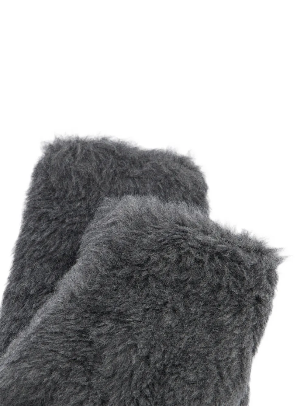 Max Mara mittens in wool and alpaca teddy fabric Grijs