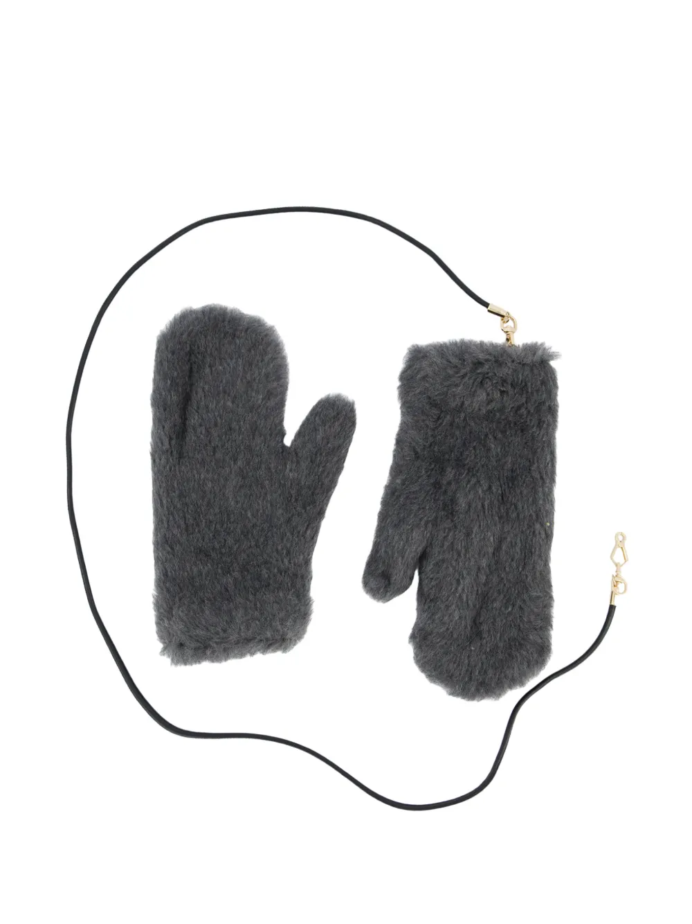 Max Mara mittens in wool and alpaca teddy fabric Grijs