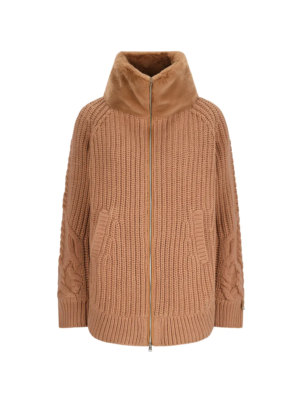 Herno faux-fur cable-knit carding - Neutrals