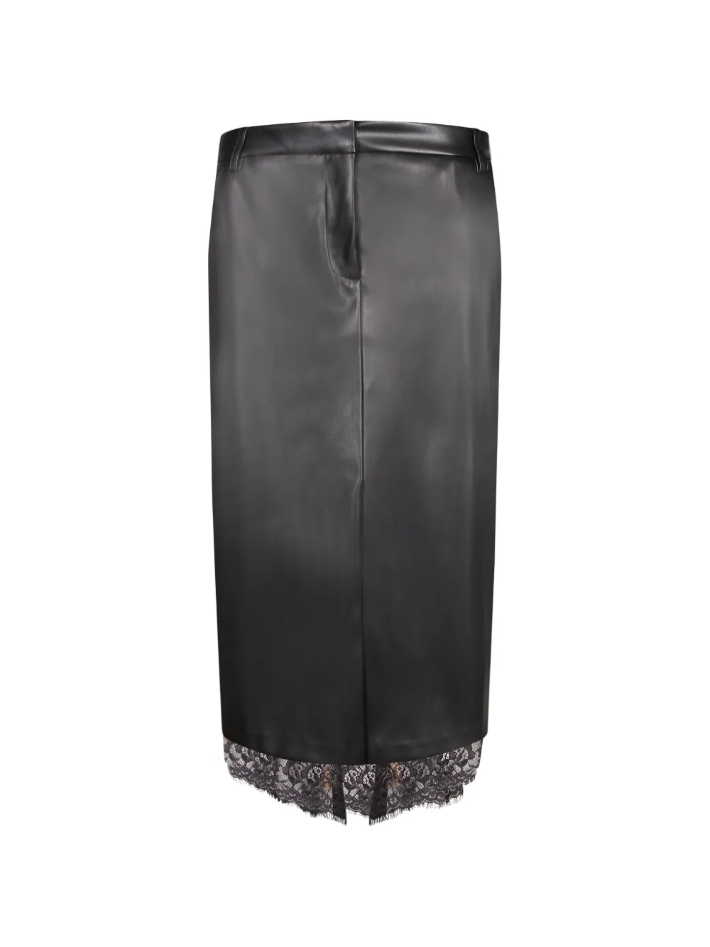 ERMANNO FIRENZE lace-trim faux-leather midi skirt - Noir