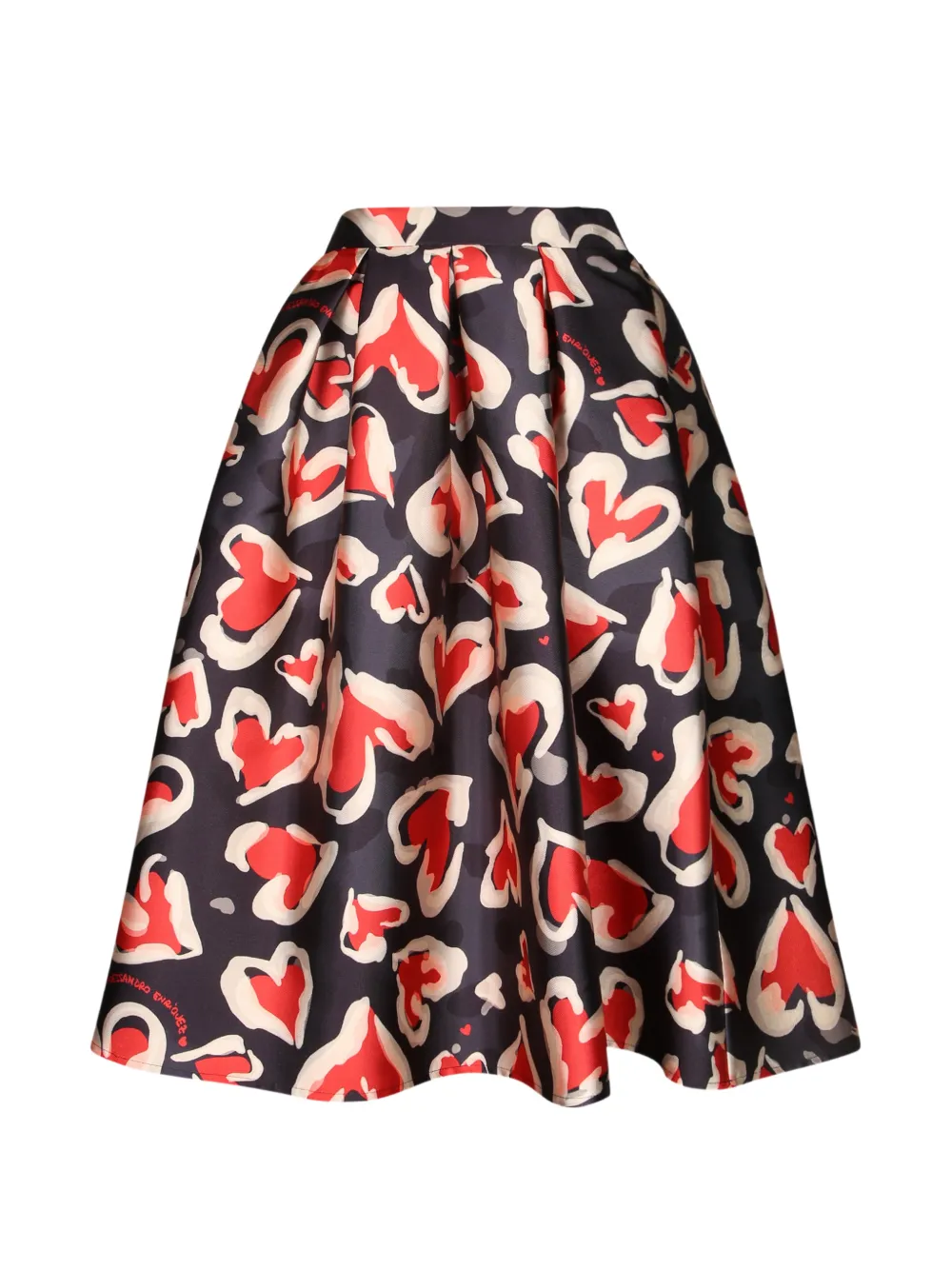 alessandro enriquez heart-print pleated midi skirt - Noir alessandro enriquez heart-print pleated midi skirt - Noir