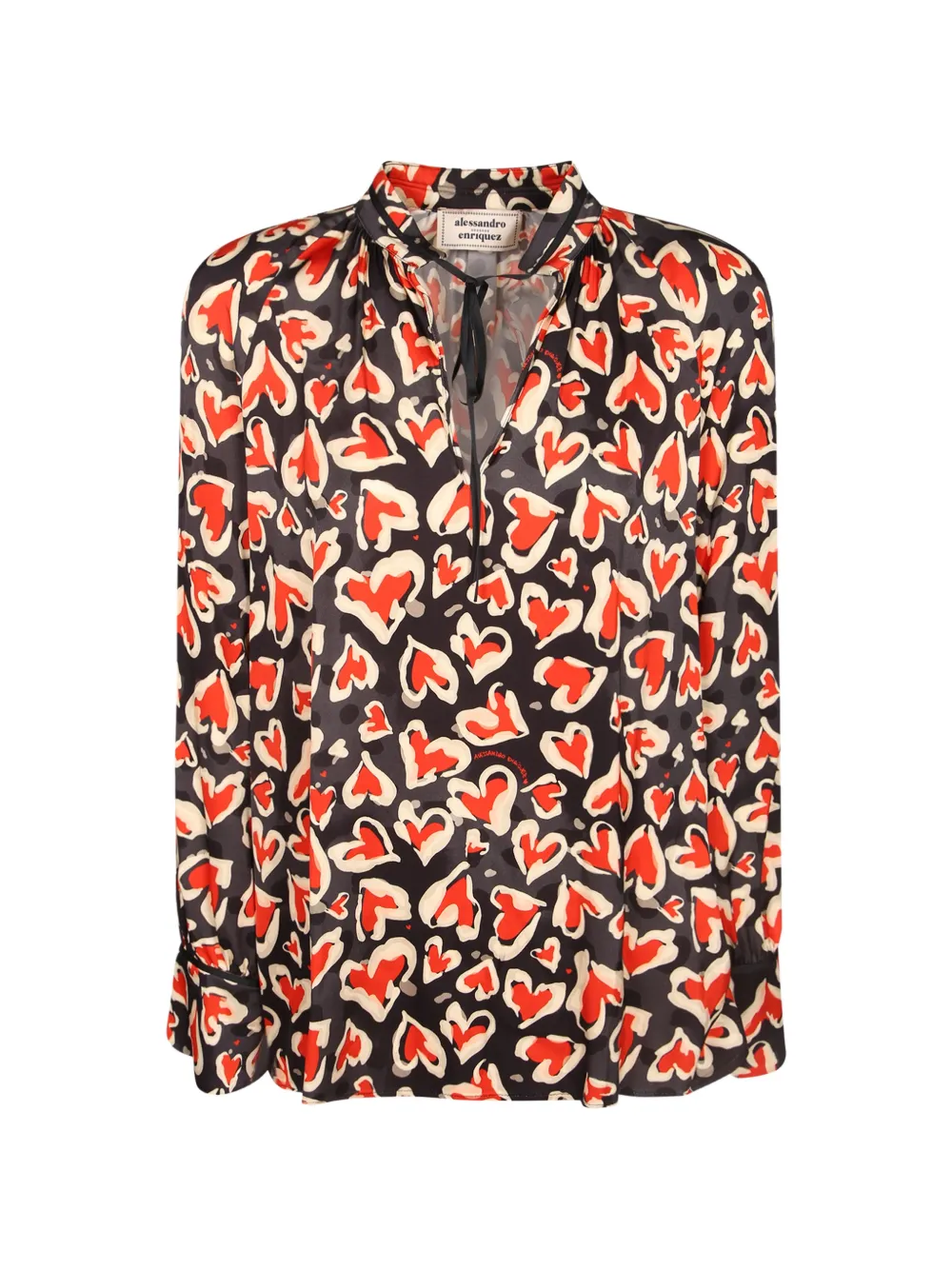 alessandro enriquez heart-print tie-neck blouse