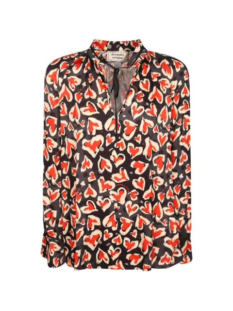 alessandro enriquez heart-print tie-neck blouse