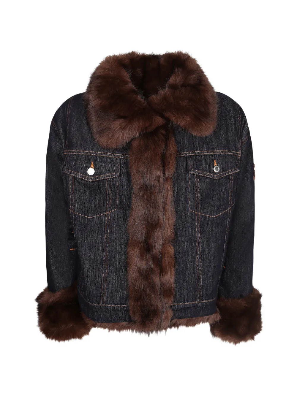 ERMANNO FIRENZE faux-fur trim denim jacket