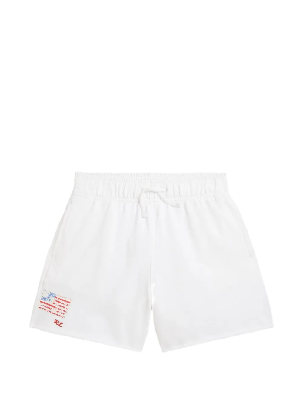 POLO RALPH LAUREN KIDS logo-print raw-edge shorts - Bianco