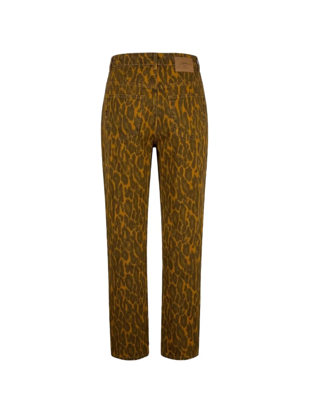 GANNI Fold jeans in leopard denim Bruin