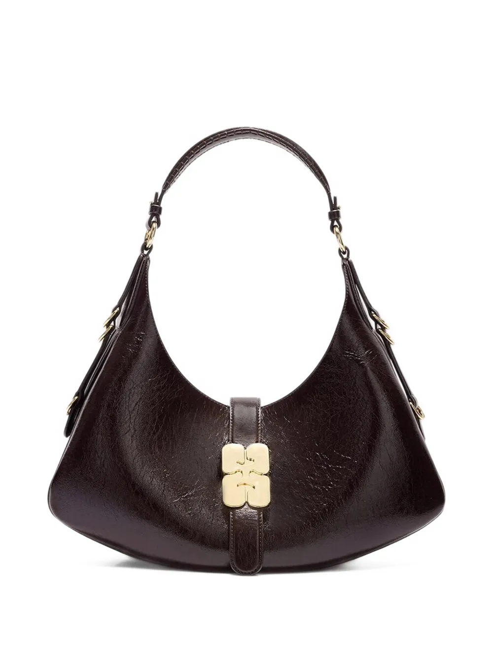 GANNI small Kat bag in brown shine Bruin