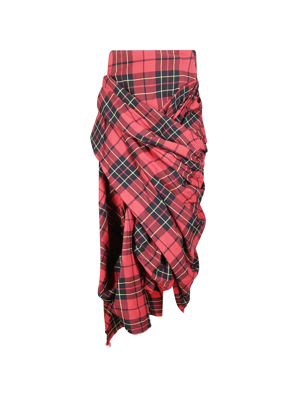 Limi Feu tartan draped midi skirt - Rosso