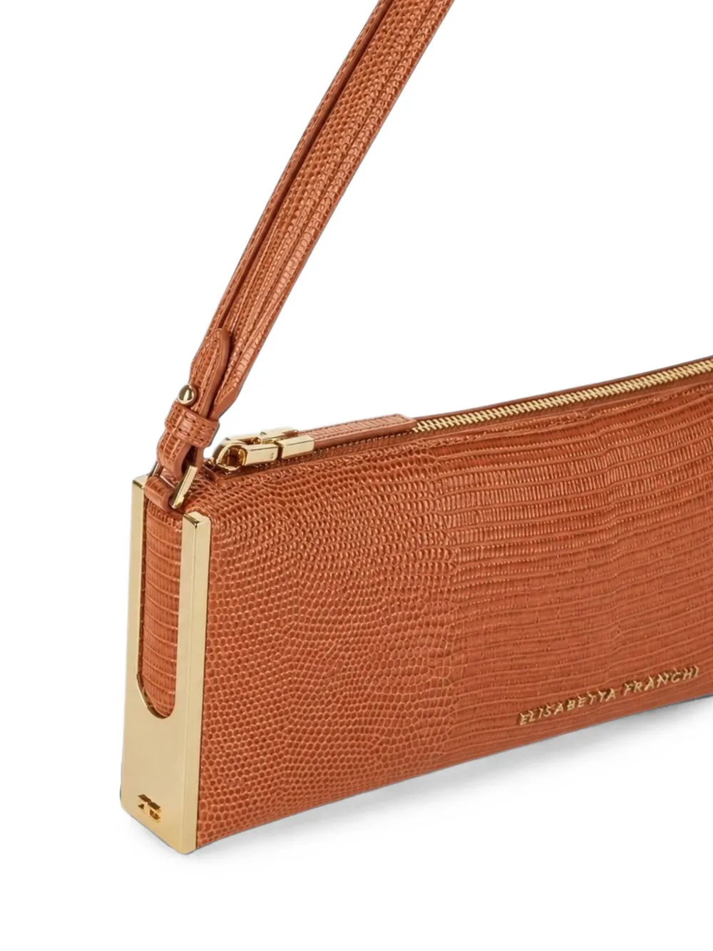 Elisabetta Franchi Shopper met hagedissenhuid-effect Bruin