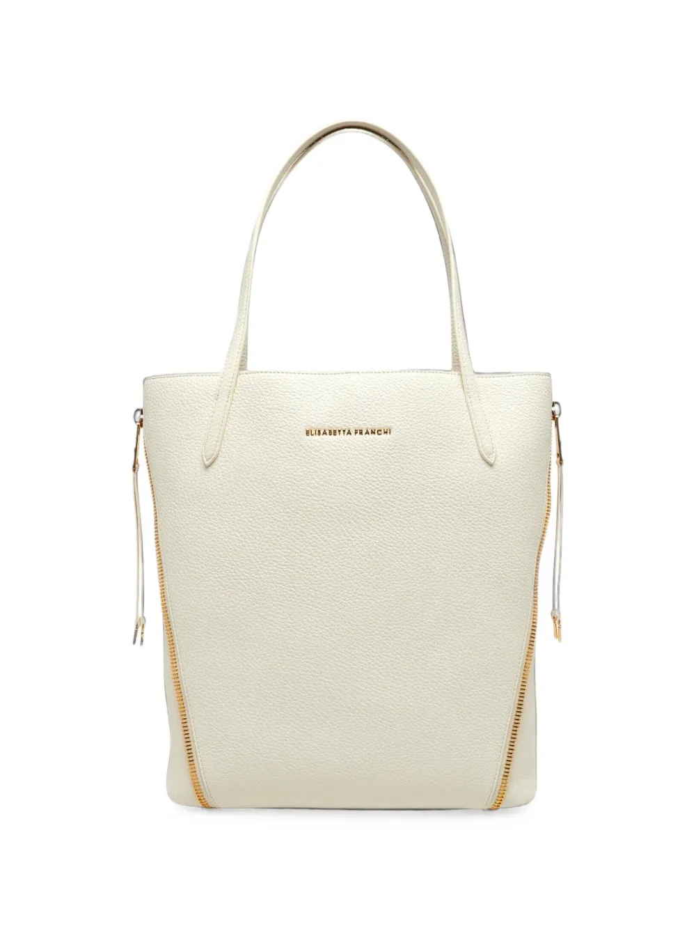 Elisabetta Franchi side-zip pebbled tote bag - Toni neutri