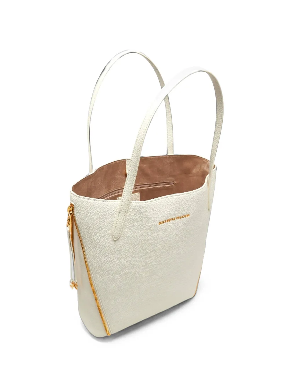 Elisabetta Franchi side-zip pebbled tote bag Beige