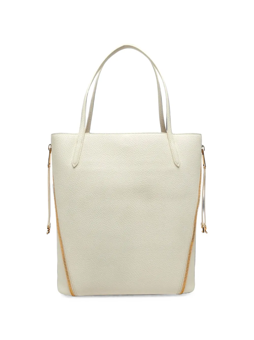Elisabetta Franchi side-zip pebbled tote bag Beige