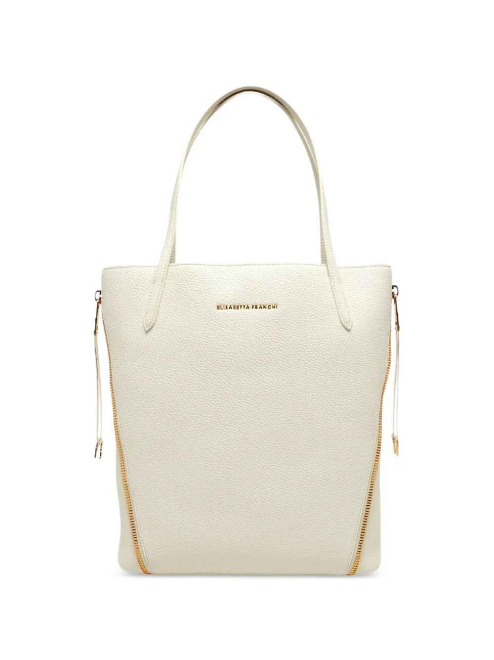 Elisabetta Franchi side-zip pebbled tote bag - Toni neutri