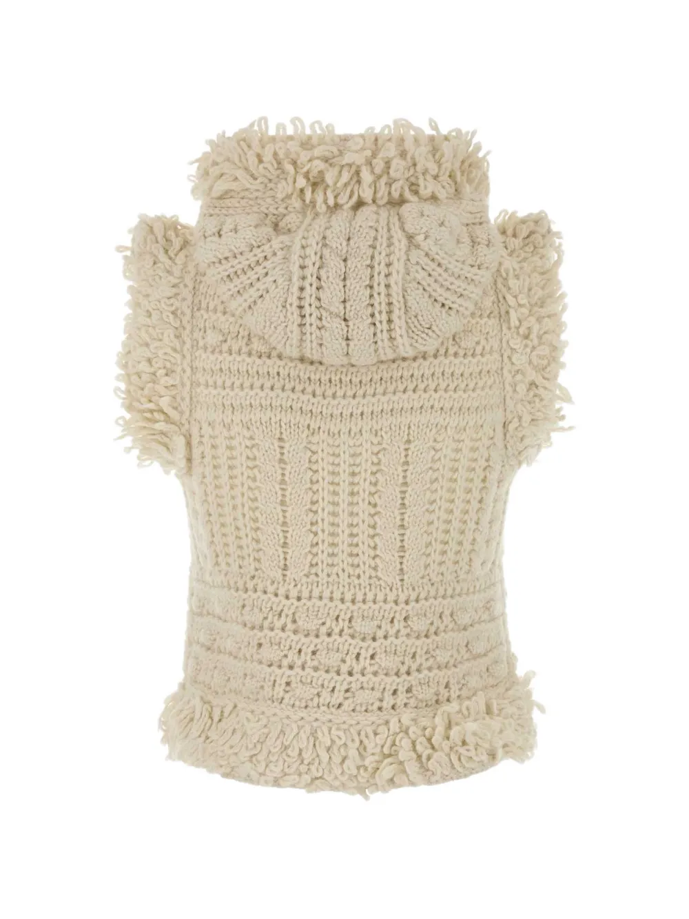 FENDI cable-knit hooded gilet Beige