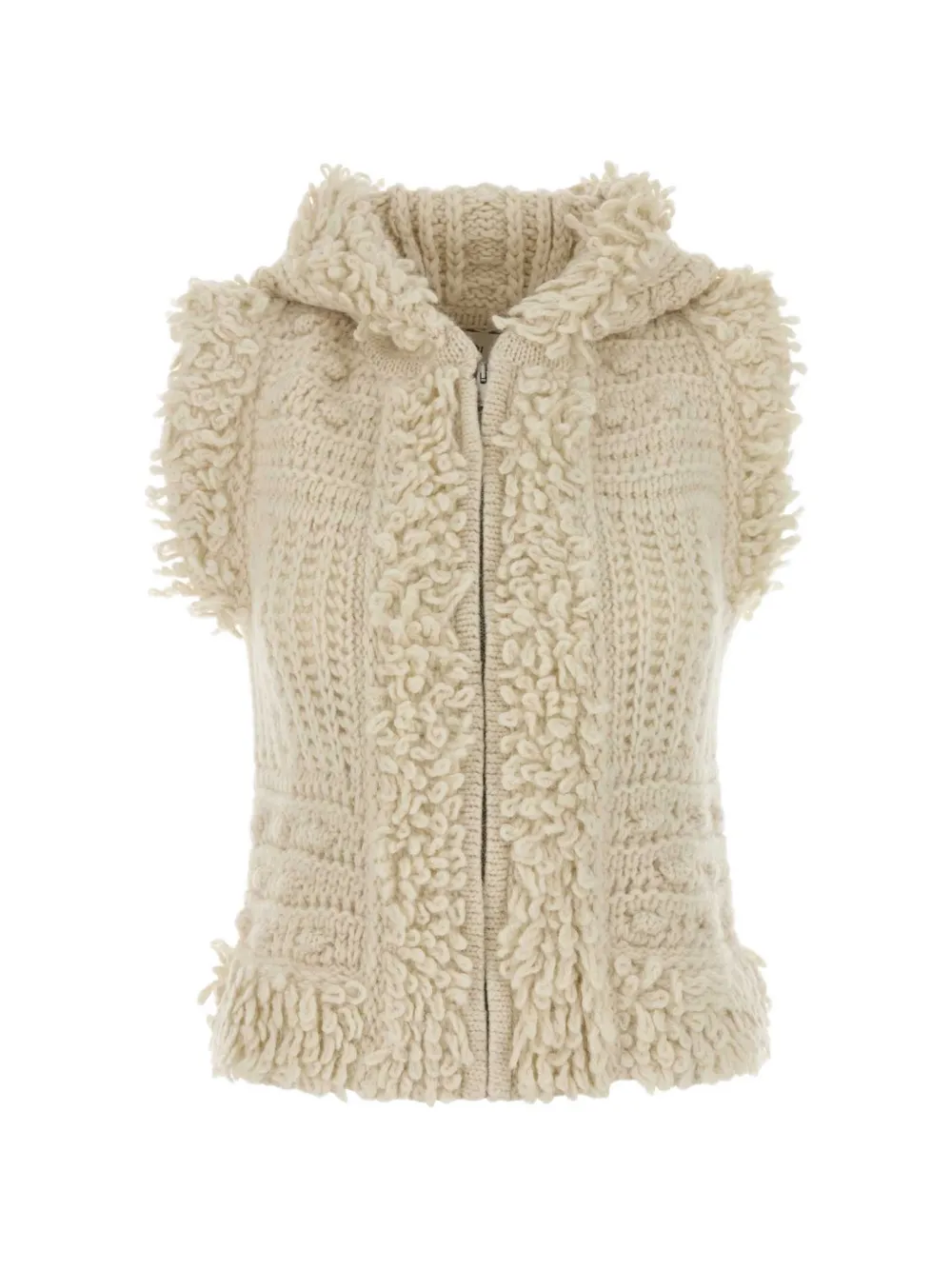 FENDI cable-knit hooded gilet