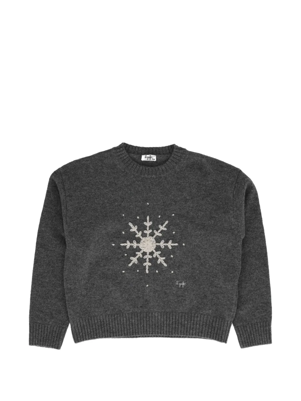 Il Gufo snowflake-embroidered wool sweater - Gris Il Gufo snowflake-embroidered wool sweater - Gris