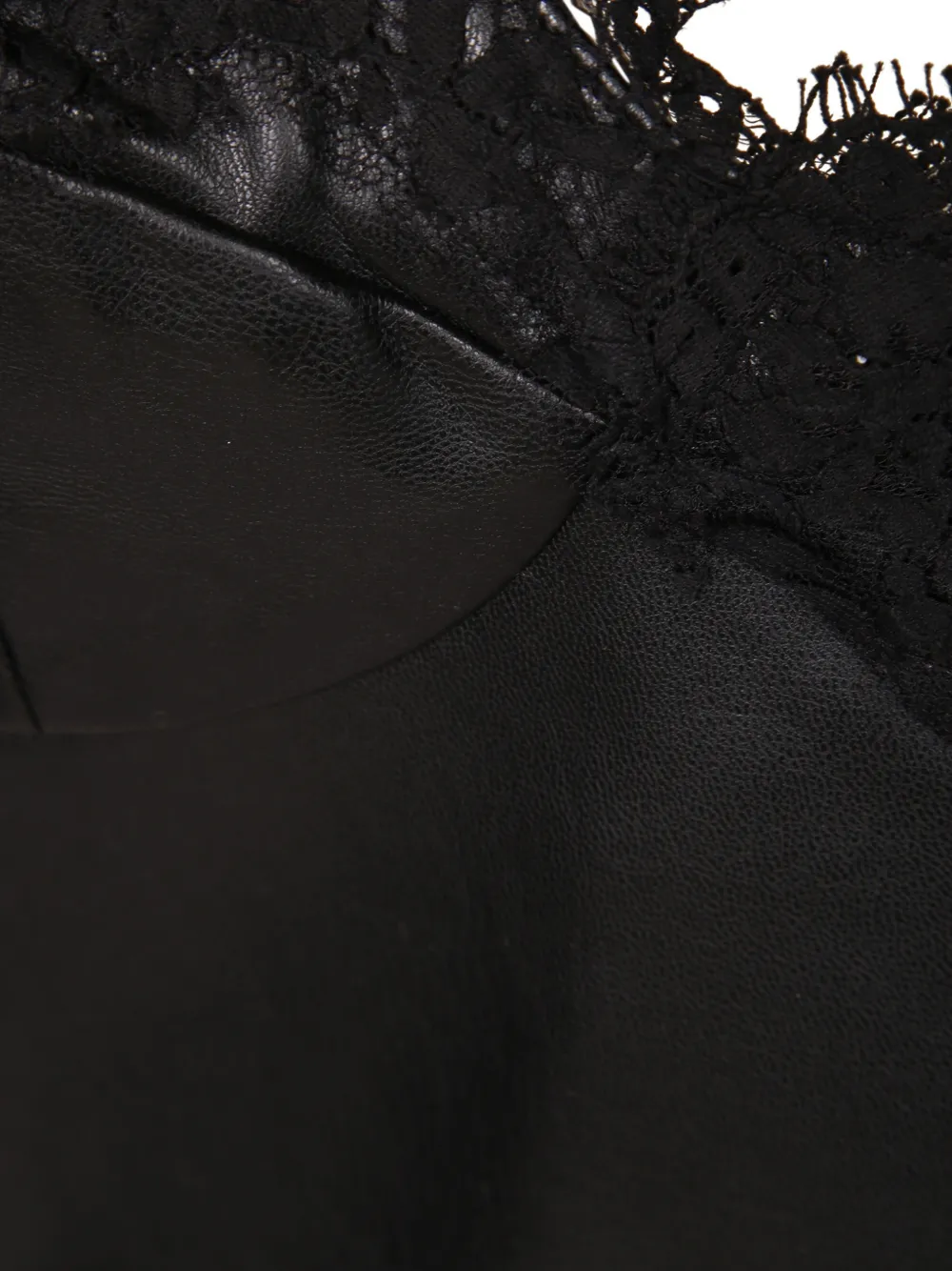 ERMANNO FIRENZE lace-trim leather tank top Zwart