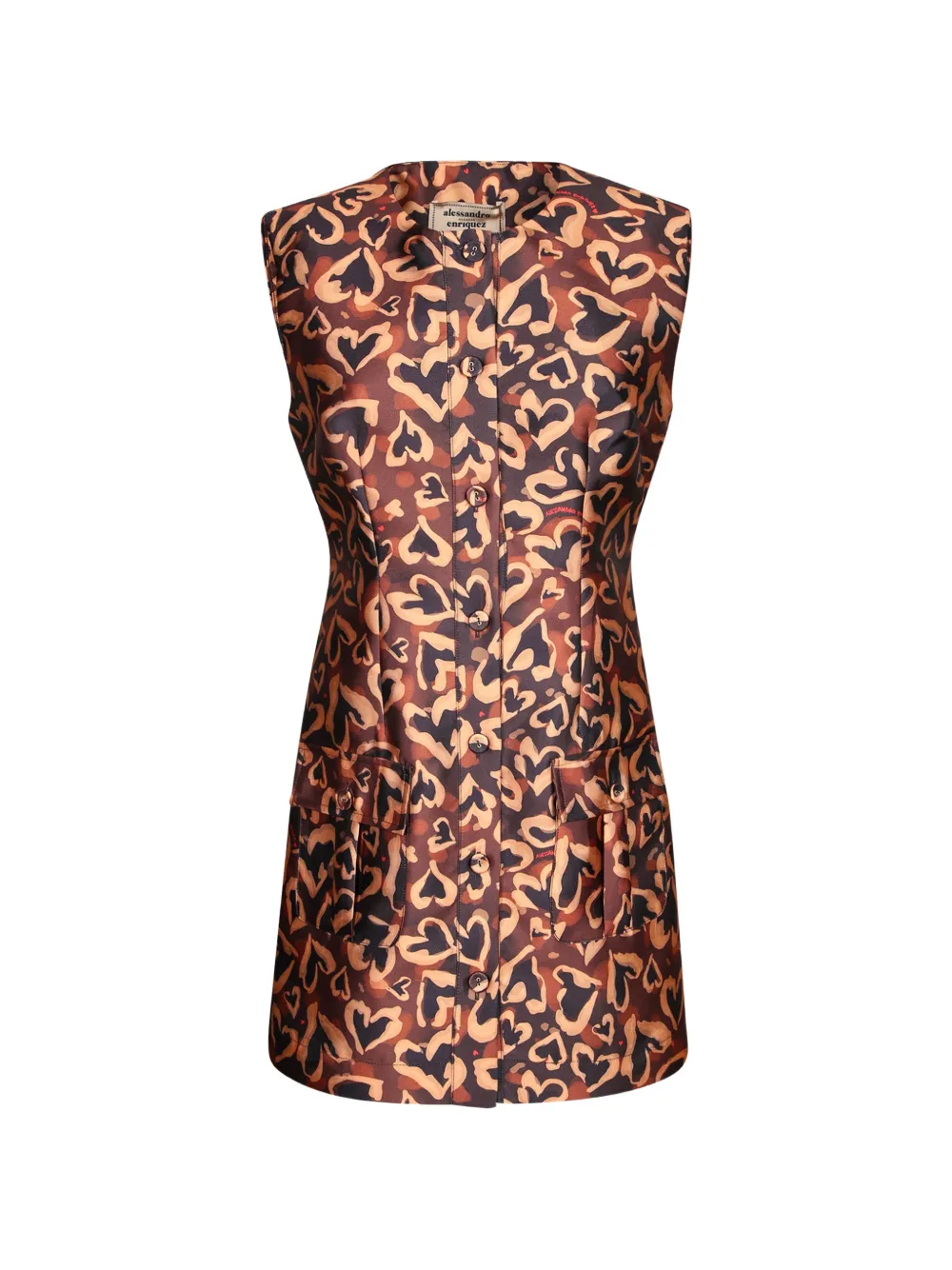 alessandro enriquez heart-print sleeveless mini dress - Marrone