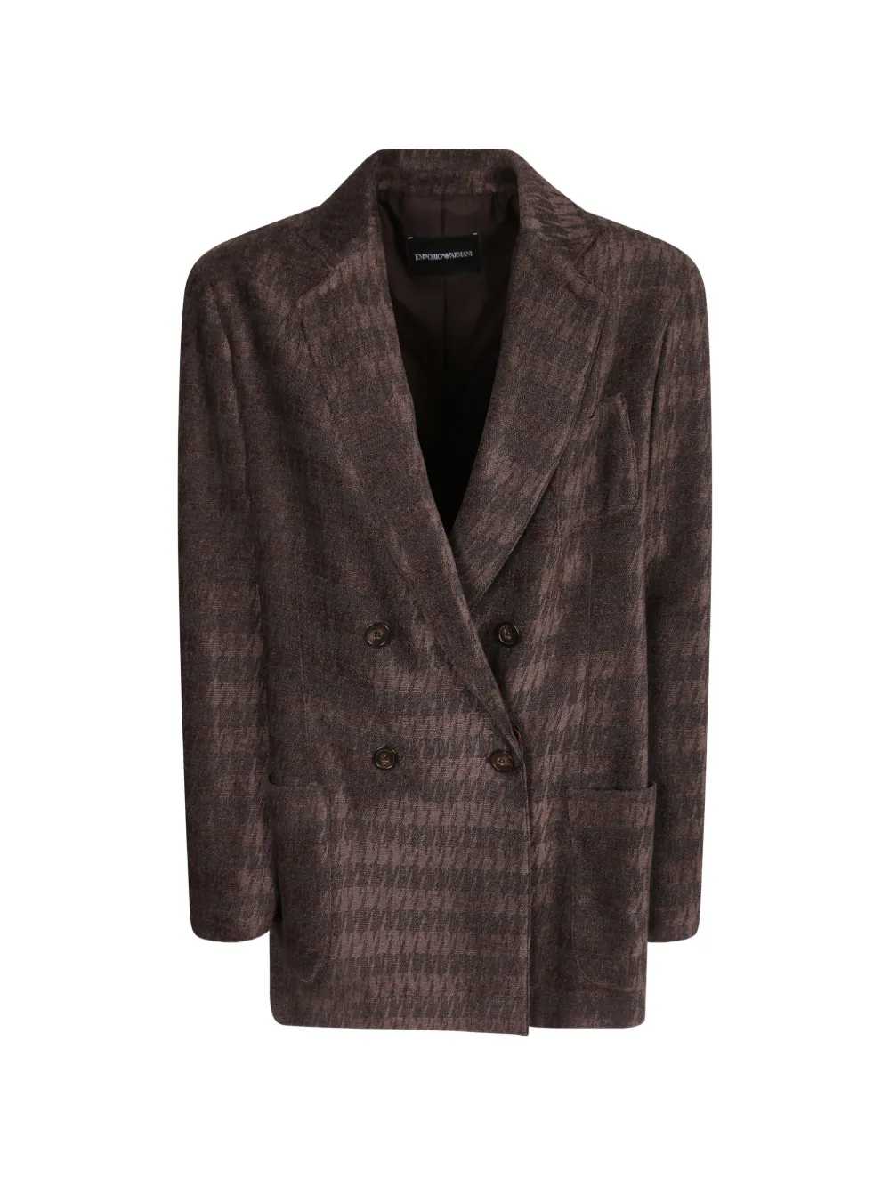 Emporio Armani houndstooth-pattern double-breasted blazer - Marron Emporio Armani houndstooth-pattern double-breasted blazer - Marron