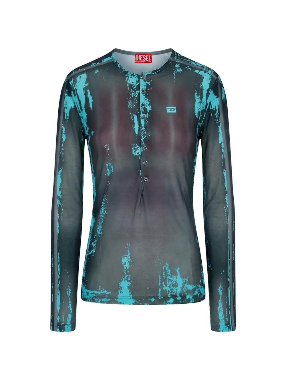 Diesel Grandad T-shirt in cracked leather-effect jersey - Grigio