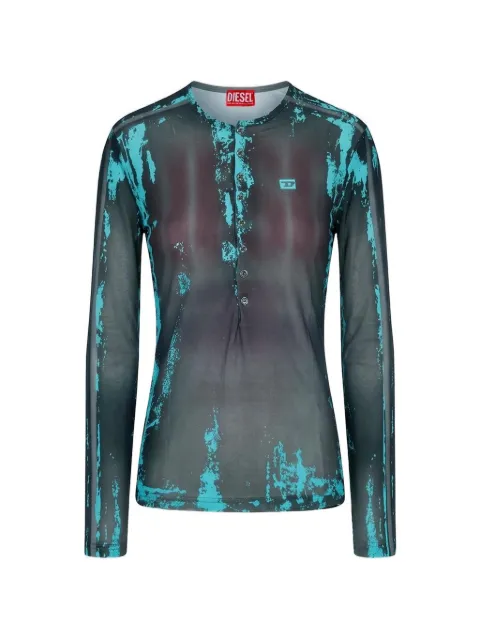 Diesel Grandad T-shirt in cracked leather-effect jersey