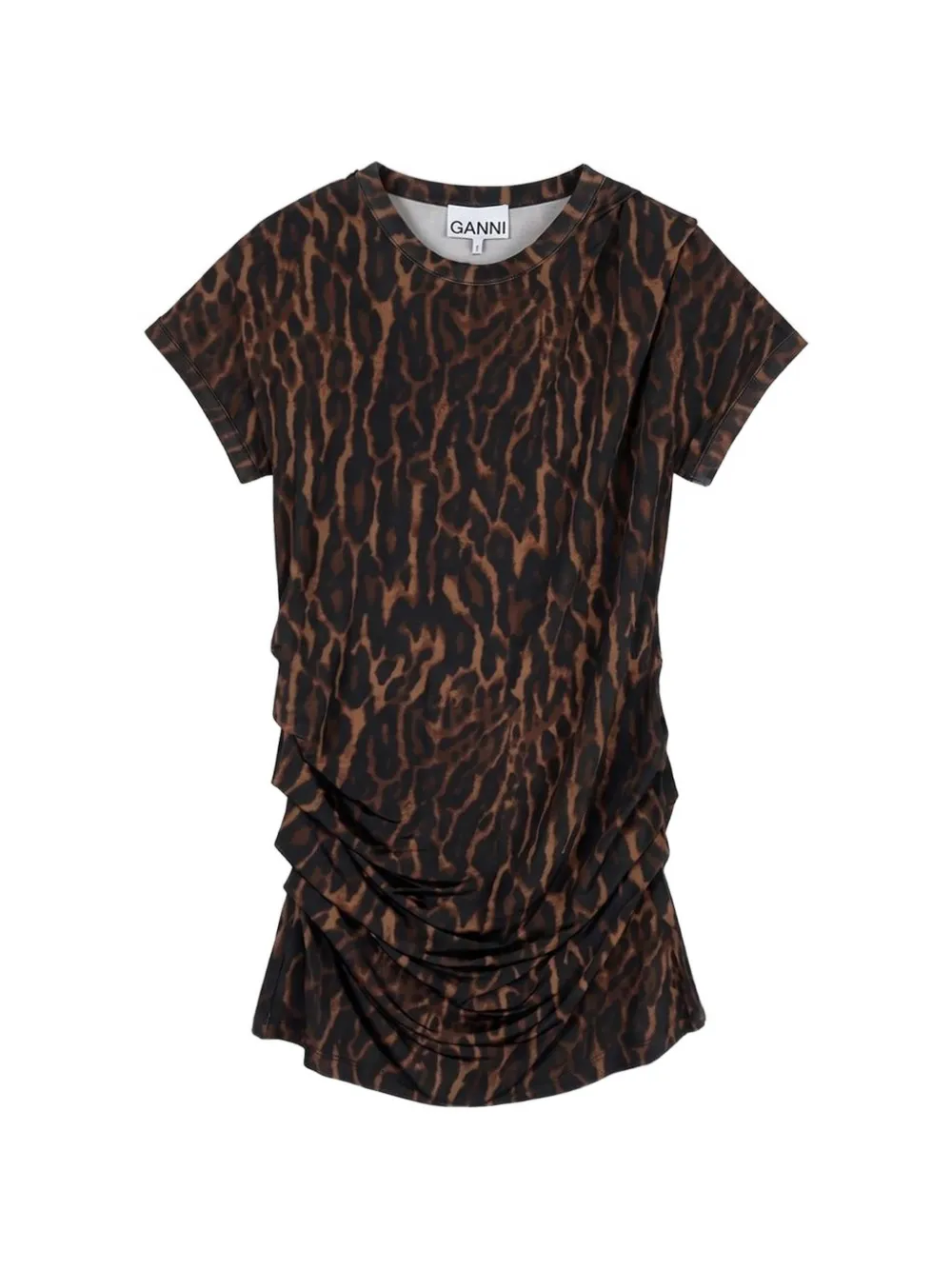 GANNI leopard-print draped blouse Bruin