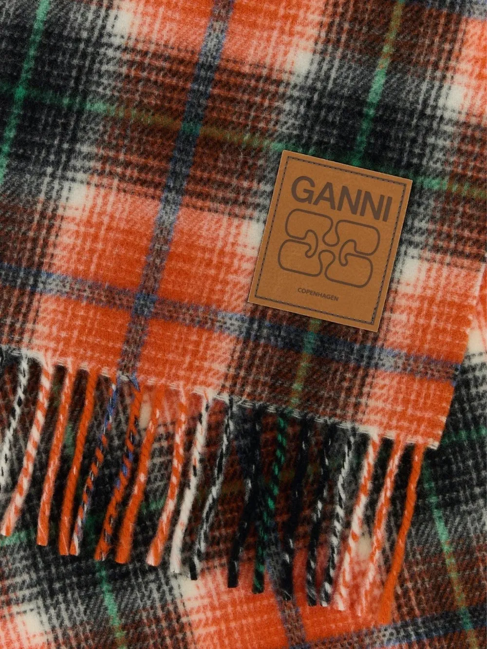 GANNI scarf in check wool Oranje