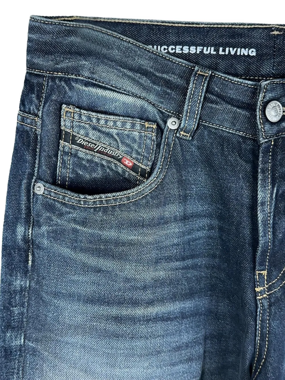 Diesel faded-effect zip-detail jeans Blauw