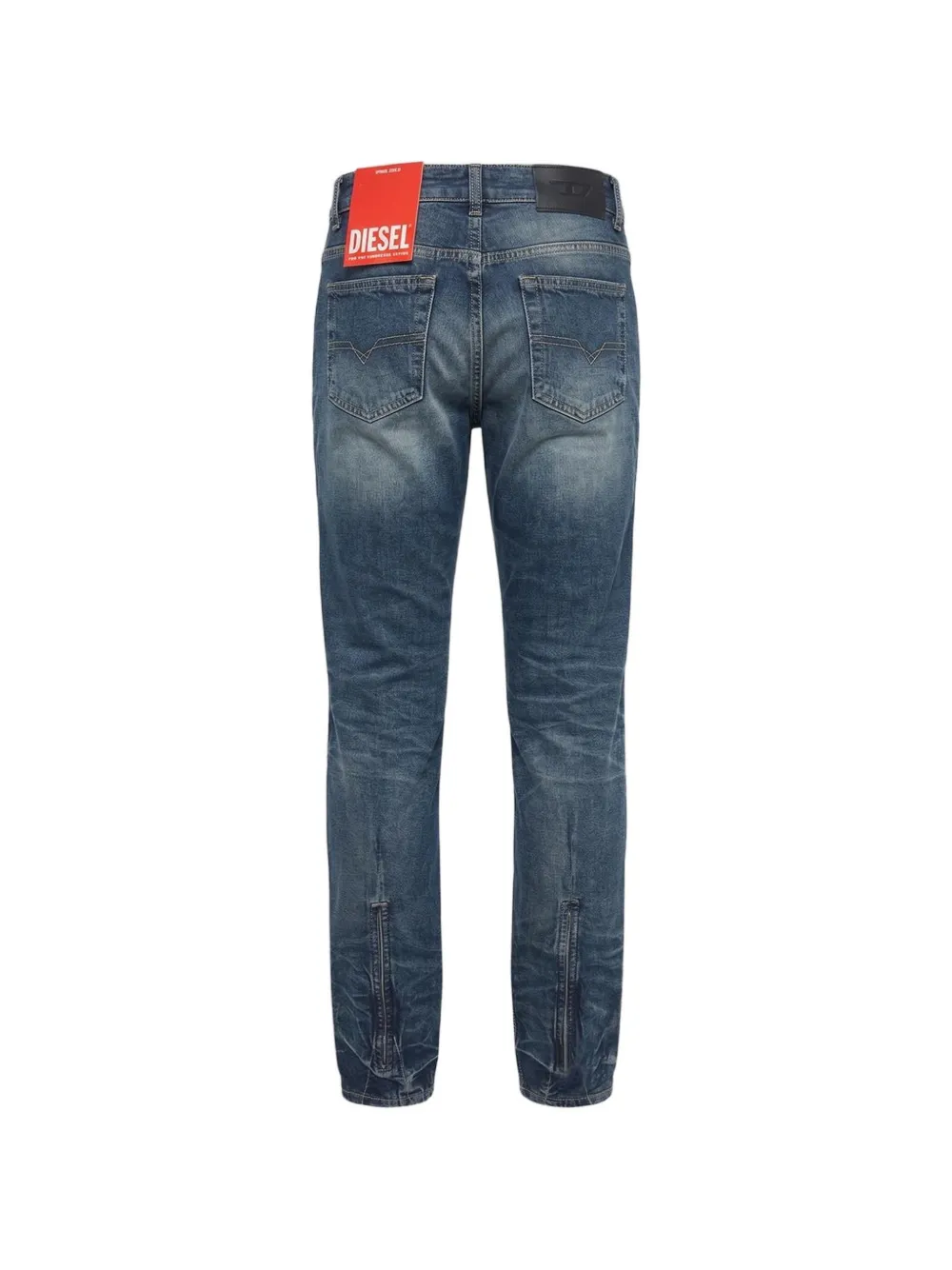 Diesel faded-effect zip-detail jeans Blauw