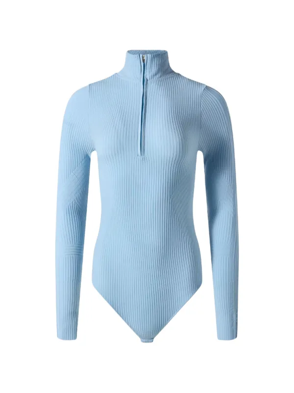 Perfect Moment Wool-blend Base-layer Bodysuit in Blue