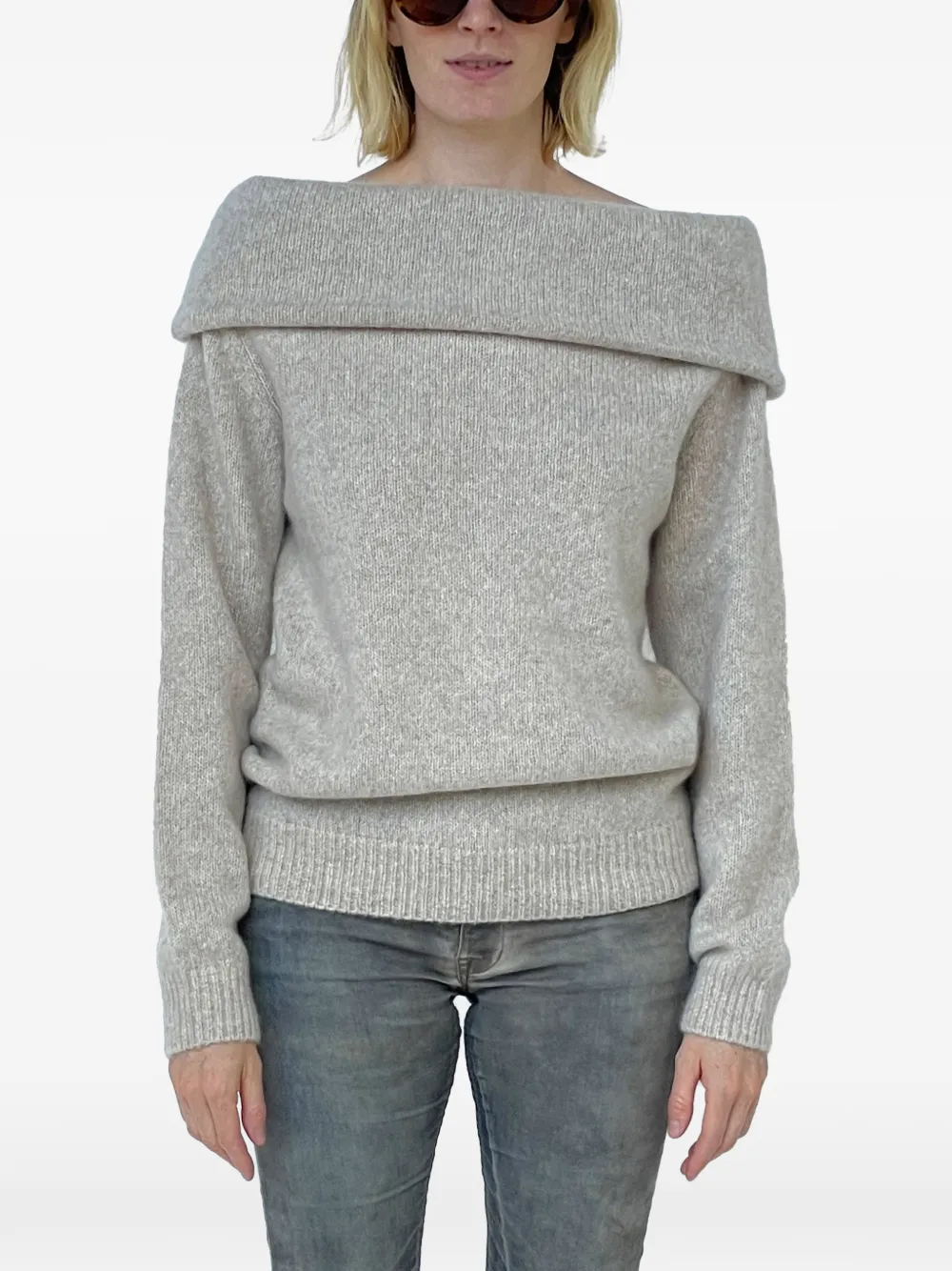 Frenckenberger off-shoulder marl sweater - Grey