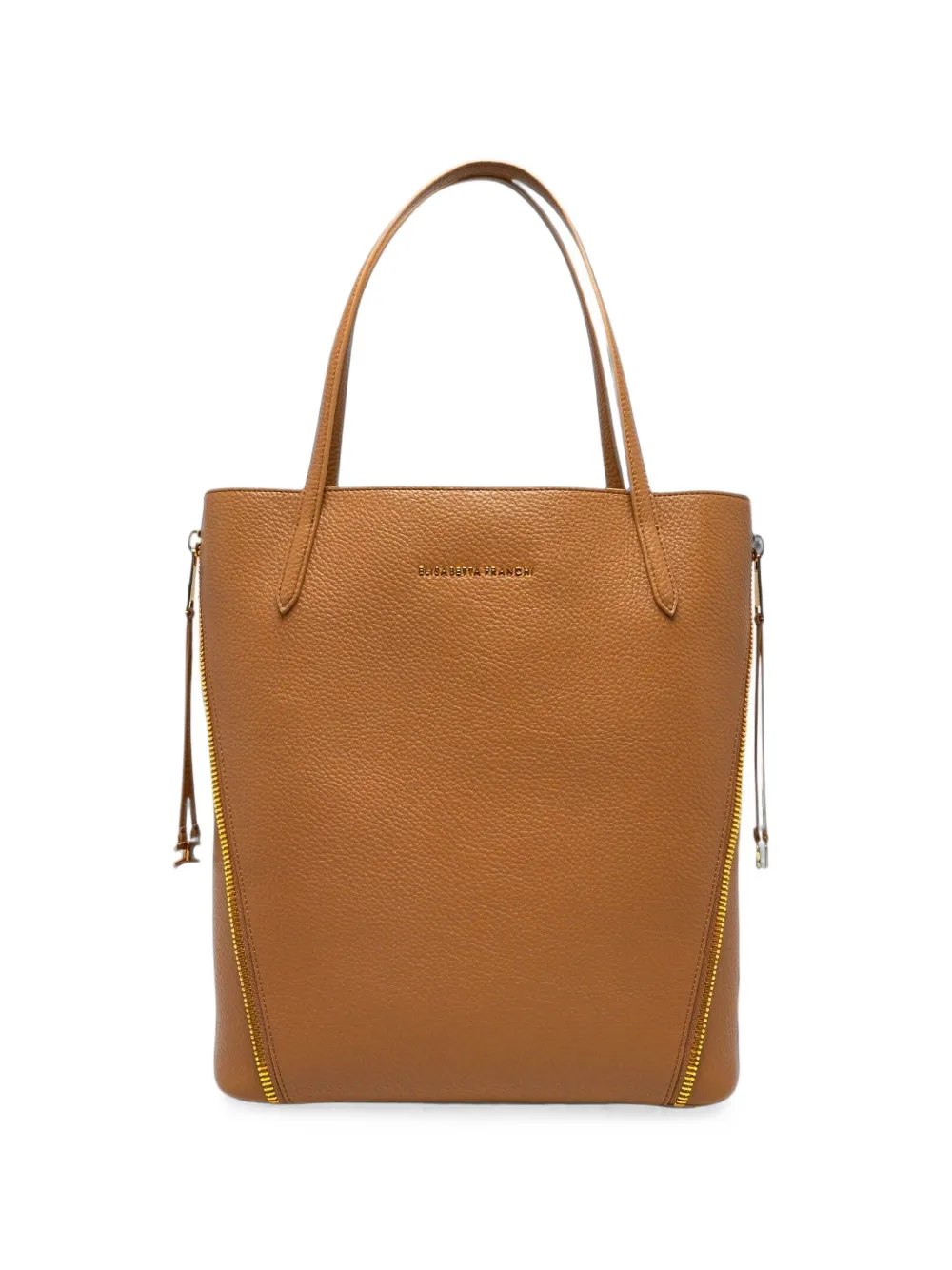 Elisabetta Franchi zip-detail pebbled tote bag - Toni neutri