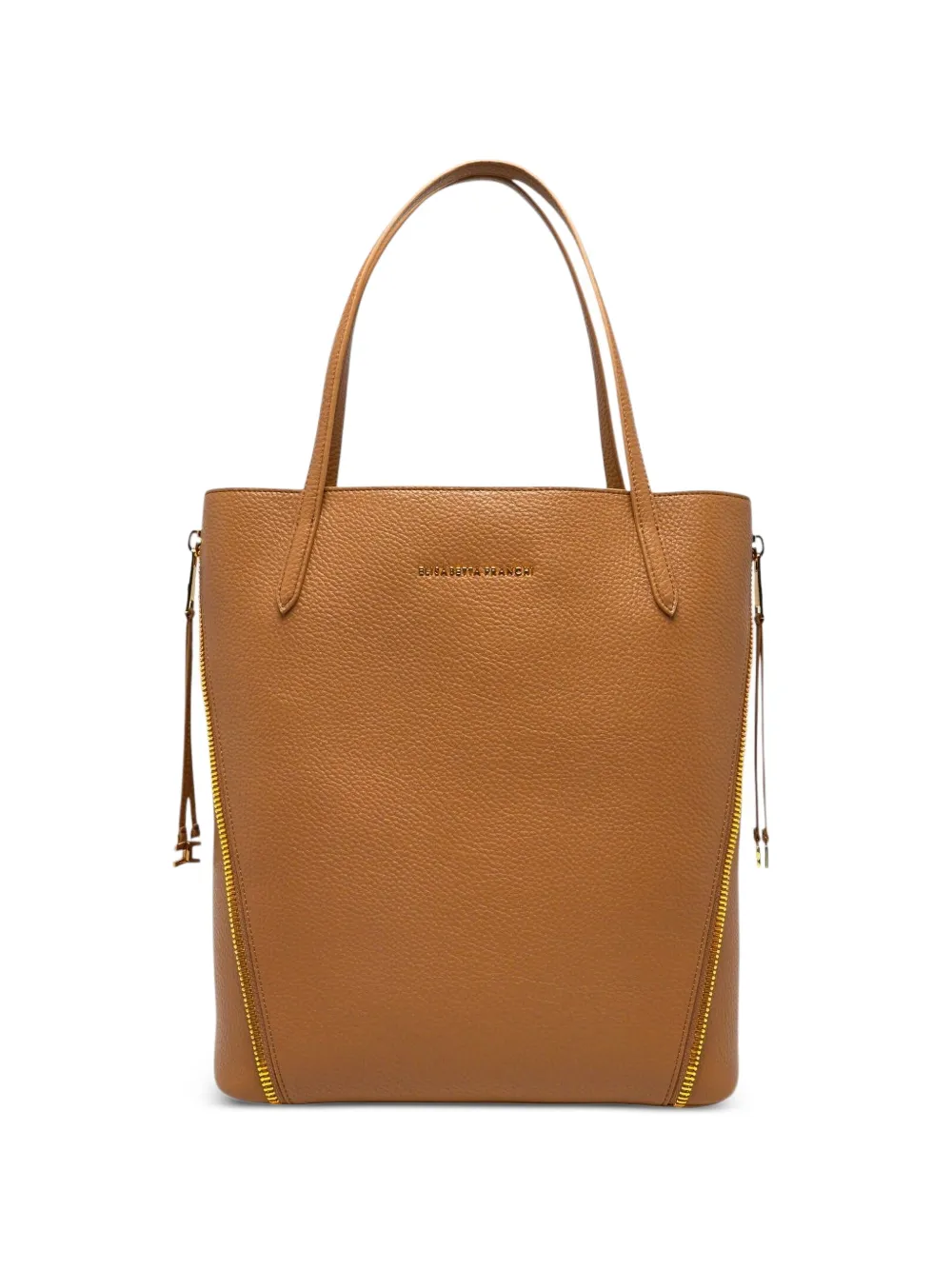 Elisabetta Franchi zip-detail pebbled tote bag - Neutrals